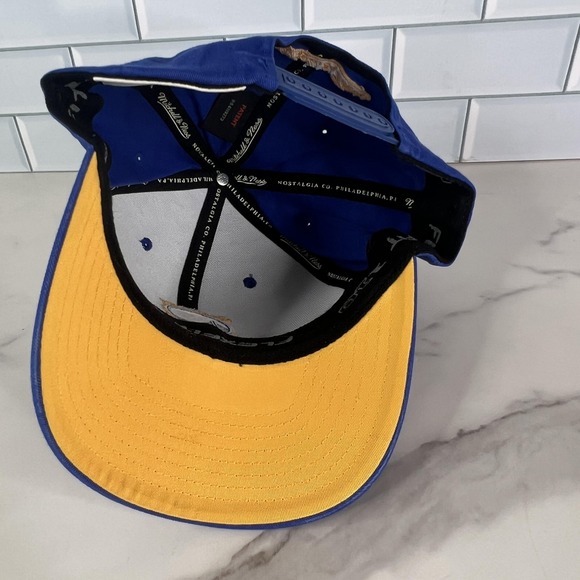 Golden State Warriors Hat Snap Back Blue Yellow Basketball Mens Mitchell Ness - Picture 8 of 13